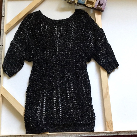 Express Dresses & Skirts - EXPRESS Black Silver knit semi-sheer Tunic/dress